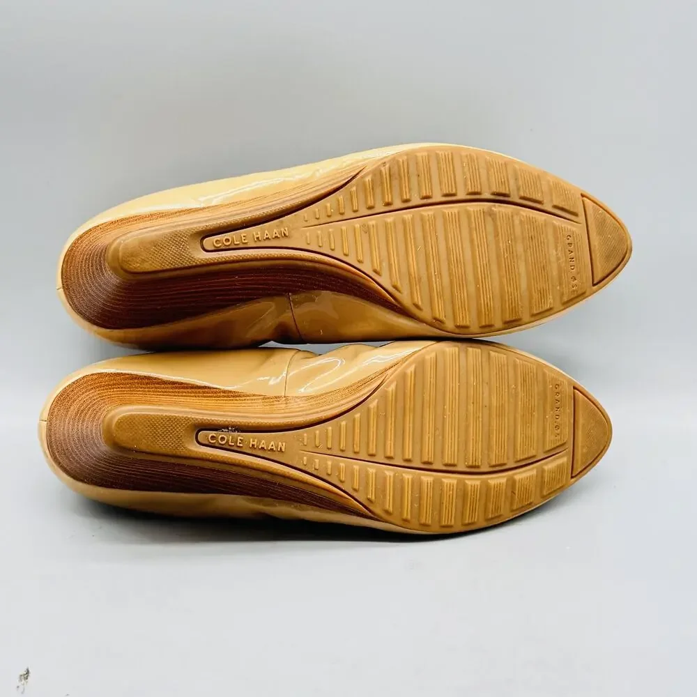 Cole Haan Shoes Womens 5 Beige Patent Wedge Heels Pump Grand OS Classic Slip On